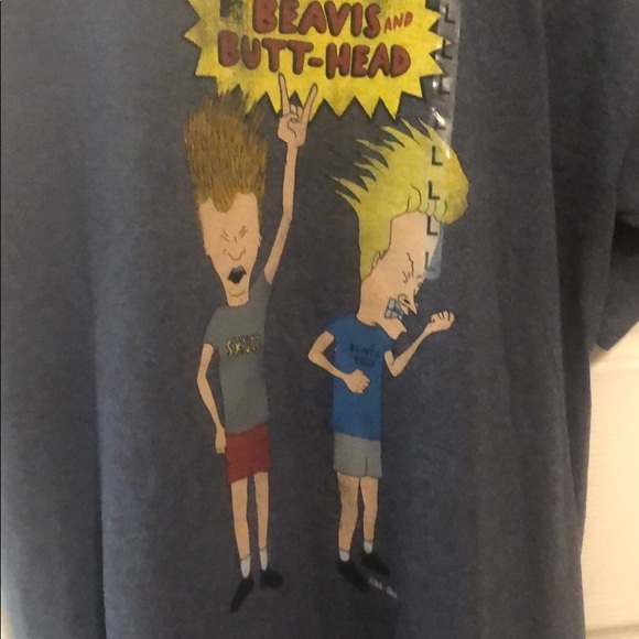 Officially Licensed MTV’s Beavis & Butt-Head Air Guitar Men’s LG Black T-Shirt - Picture 5 of 6